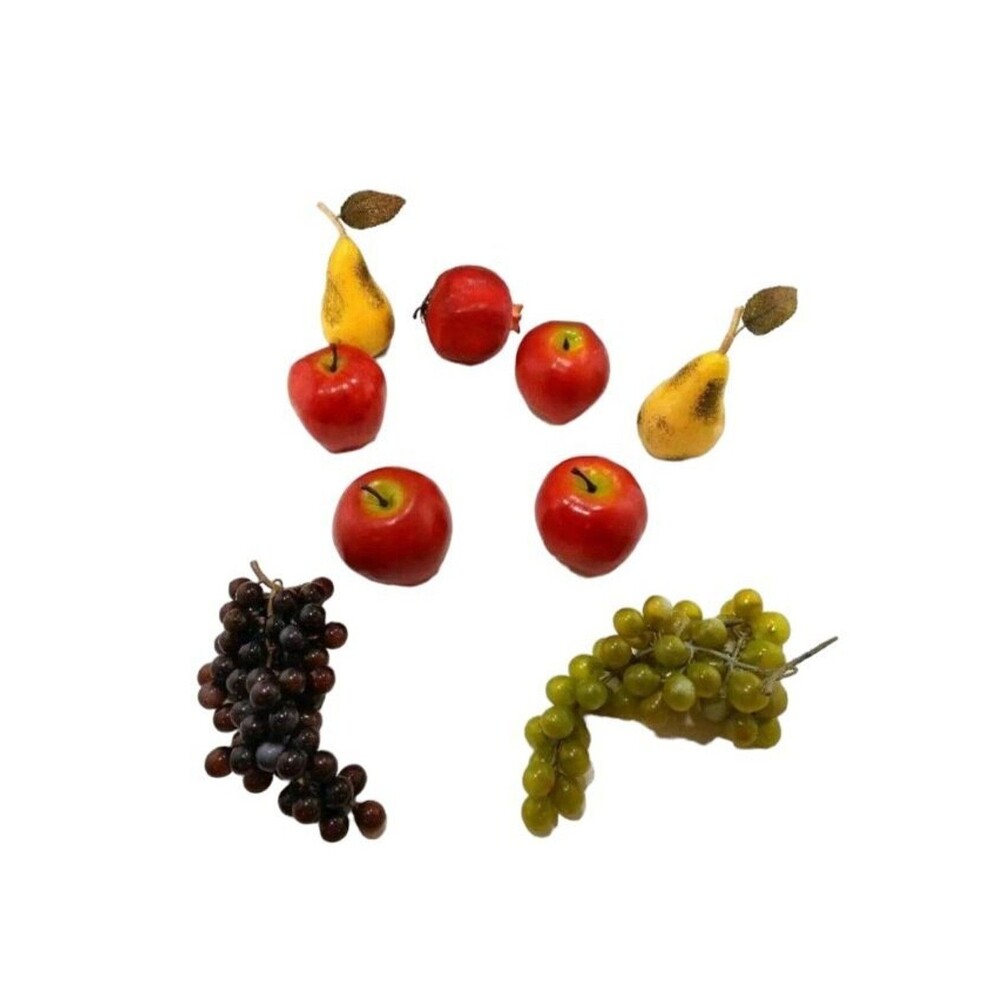 Vintage Faux Fruit Lot 9 Piece Set Apples Pears Grapes Pomegranate Home Decor